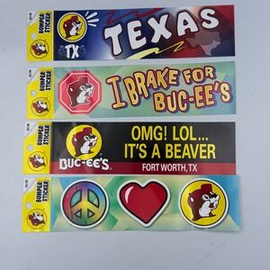 Buc-ee's Bumper Sticker Lot Texas‎ Fort Worth I Brake For Buc-ee's Peace Heart